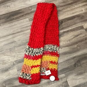 Urban Outfitters Chunky Knit Red Multicolor Scarf